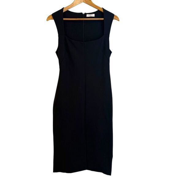 Babaton by Aritzia Black Square Neck Sleeveless Bodycon Midi Dress Size 8 - Picture 1 of 7